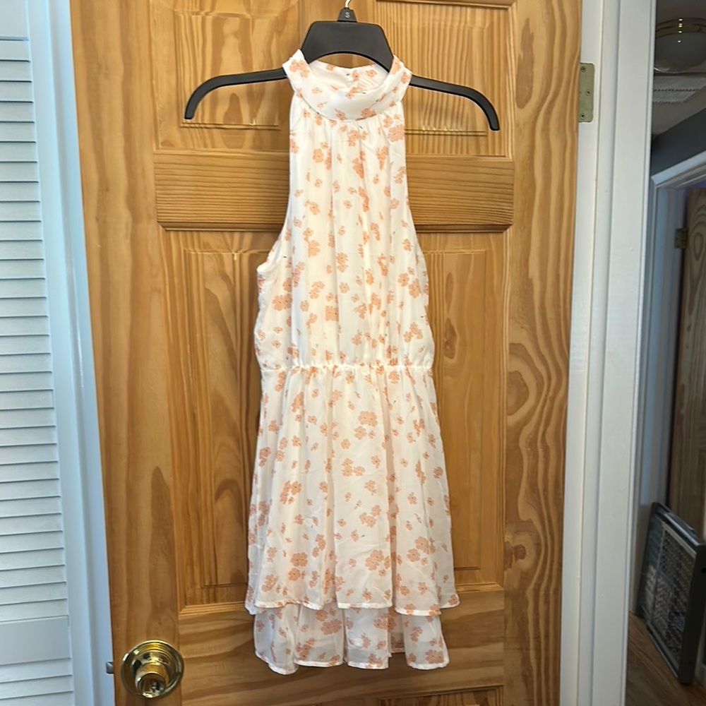 Sienna Sky Floral Halter Dress - White and Peach